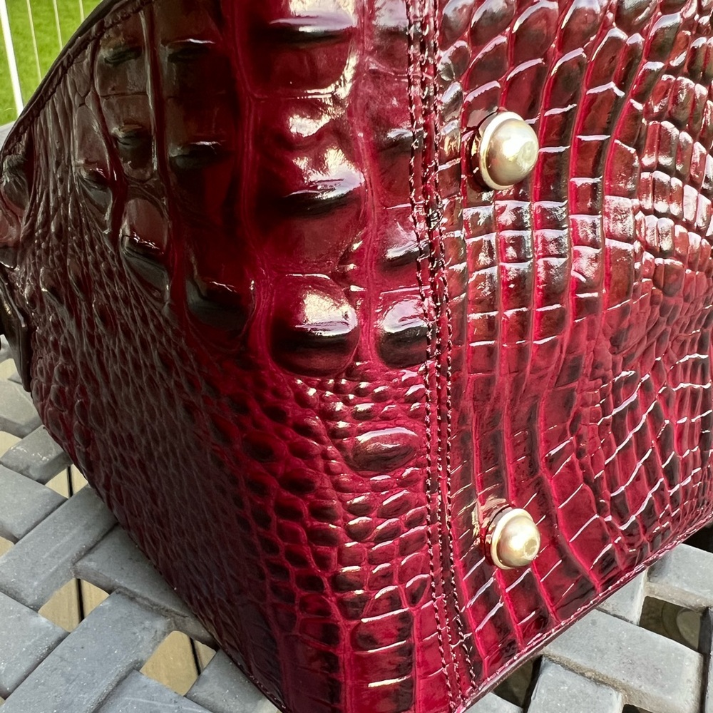 Brahmin Hudson Wine Granada Leopard Satchel - Picture 8 of 16